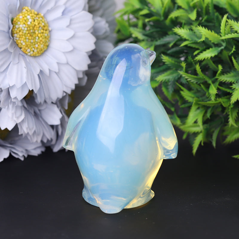 3-Inch Opalite Penguin Carving Crystal Animal Figurine
