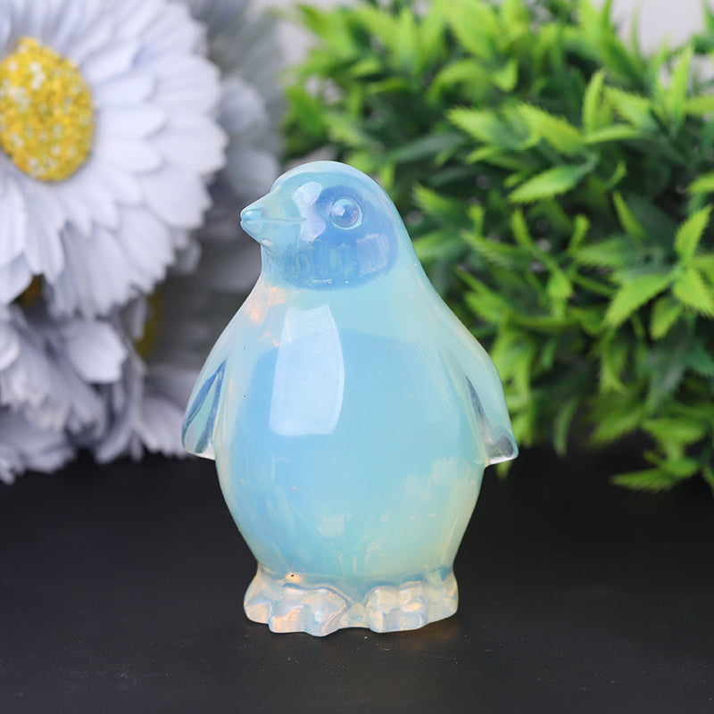 3-Inch Opalite Penguin Carving Crystal Animal Figurine