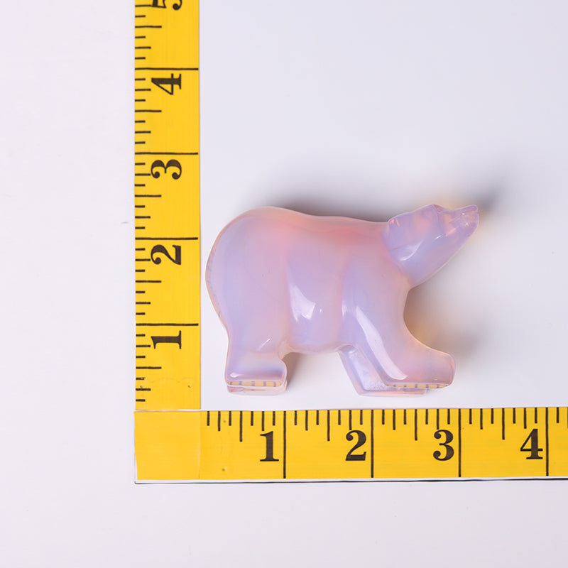 3 inch Pink Opal Crystal Bear Figurine for Emotional Healing