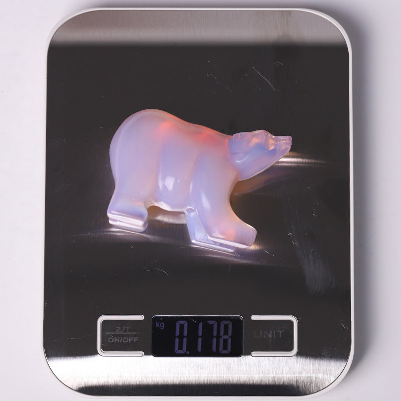3 inch Pink Opal Crystal Bear Figurine for Emotional Healing