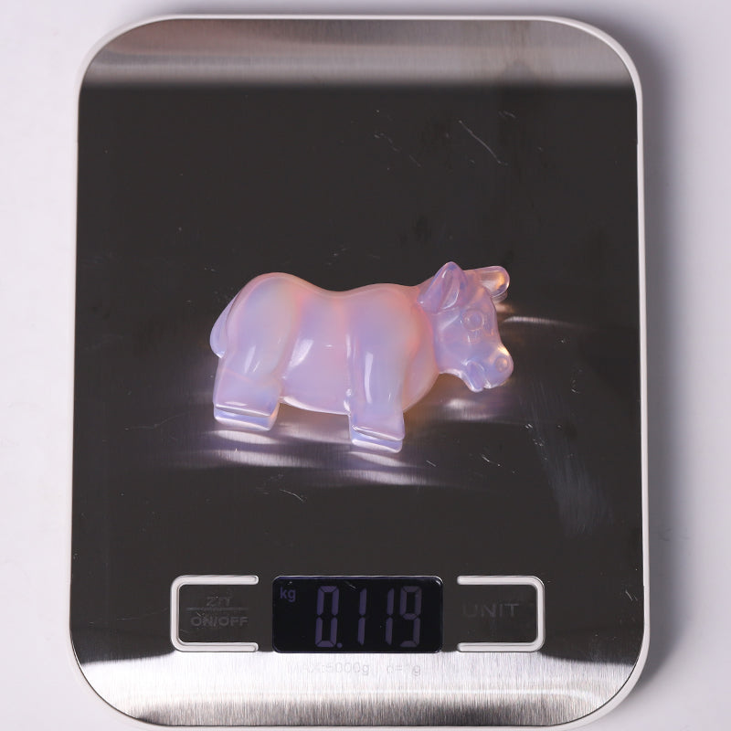 3-inch Pink Opalite Cow Crystal Carving for Emotional Healing