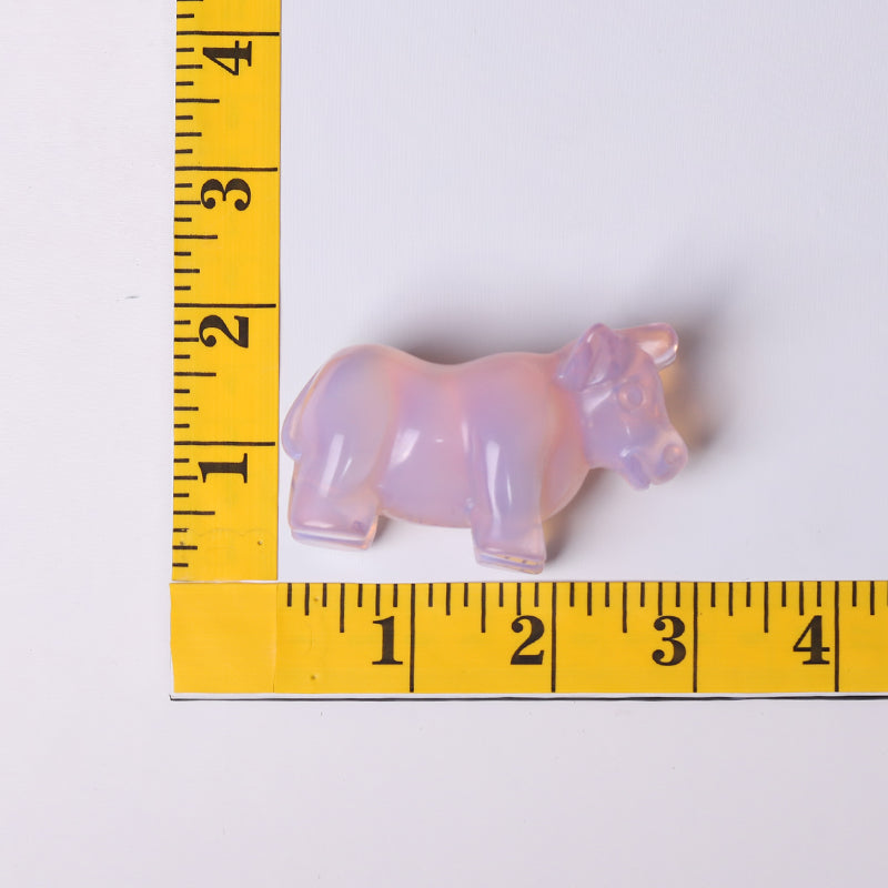 3-inch Pink Opalite Cow Crystal Carving for Emotional Healing
