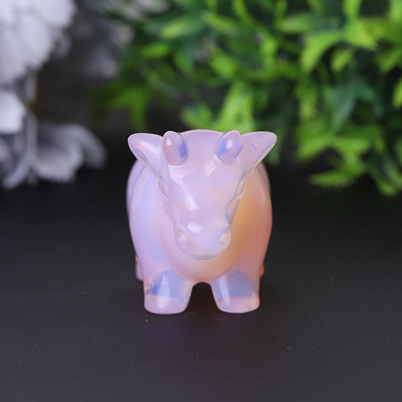 3-inch Pink Opalite Cow Crystal Carving for Emotional Healing