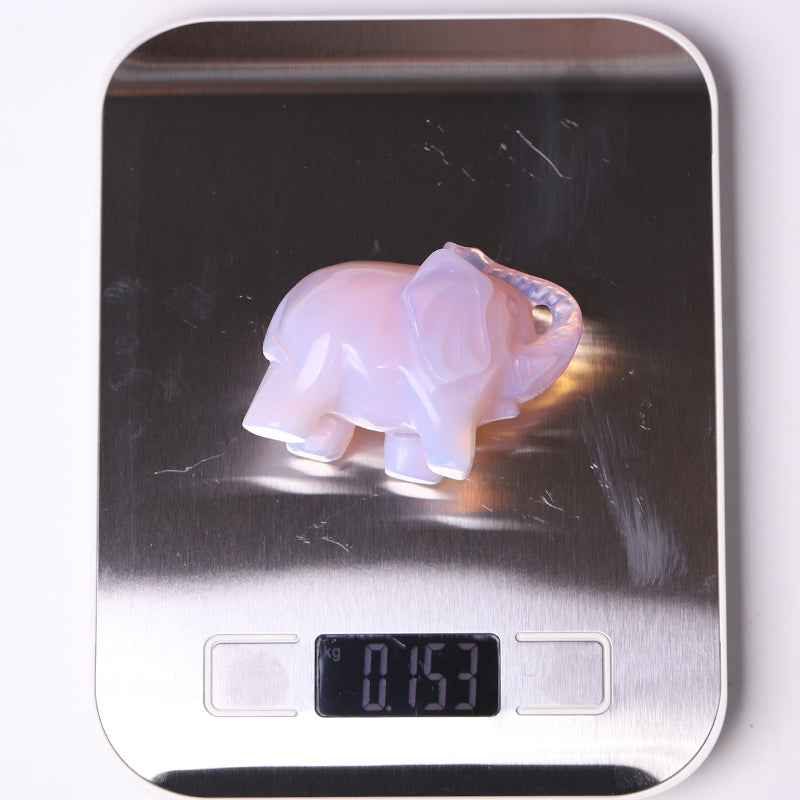 3 Inch Pink Opalite Elephant Crystal Carving