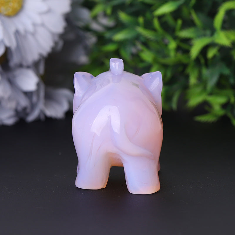 3 Inch Pink Opalite Elephant Crystal Carving