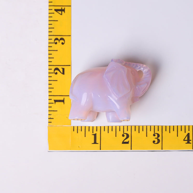 3 Inch Pink Opalite Elephant Crystal Carving