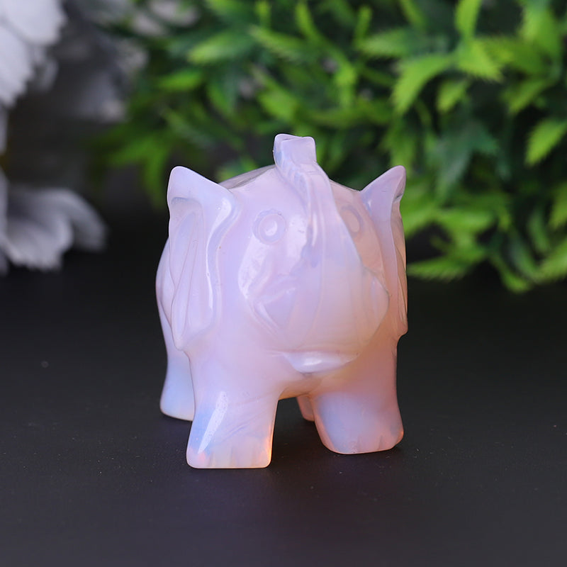 3 Inch Pink Opalite Elephant Crystal Carving