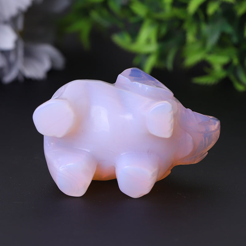3 Inch Pink Opalite Elephant Crystal Carving