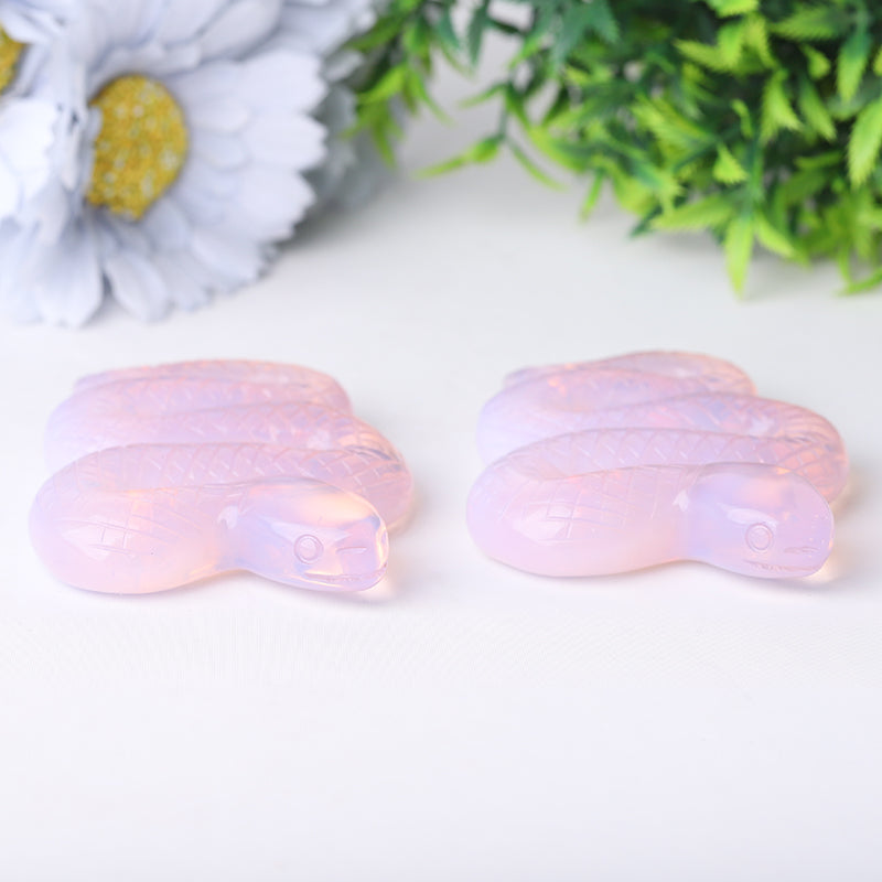 3 inch Pink Opalite Snake Crystal Figurine for Healing
