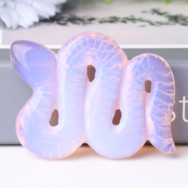 3 inch Pink Opalite Snake Crystal Figurine for Healing