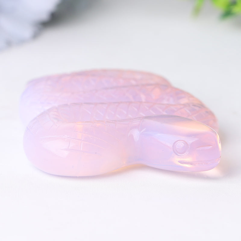 3 inch Pink Opalite Snake Crystal Figurine for Healing