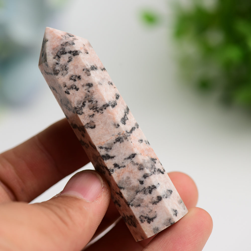 3-inch Pink Zebra Jasper Crystal Point for Healing & Meditation