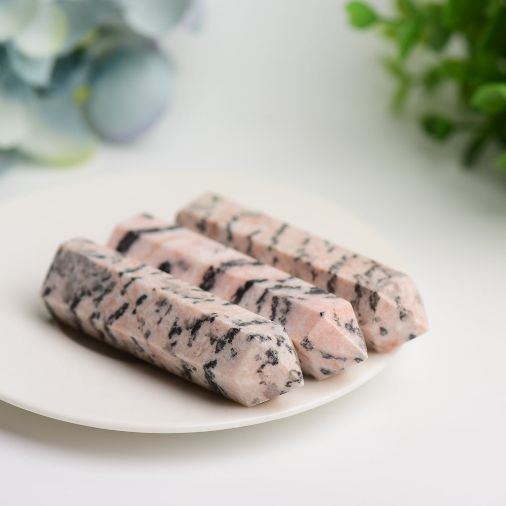 3-inch Pink Zebra Jasper Crystal Point for Healing & Meditation