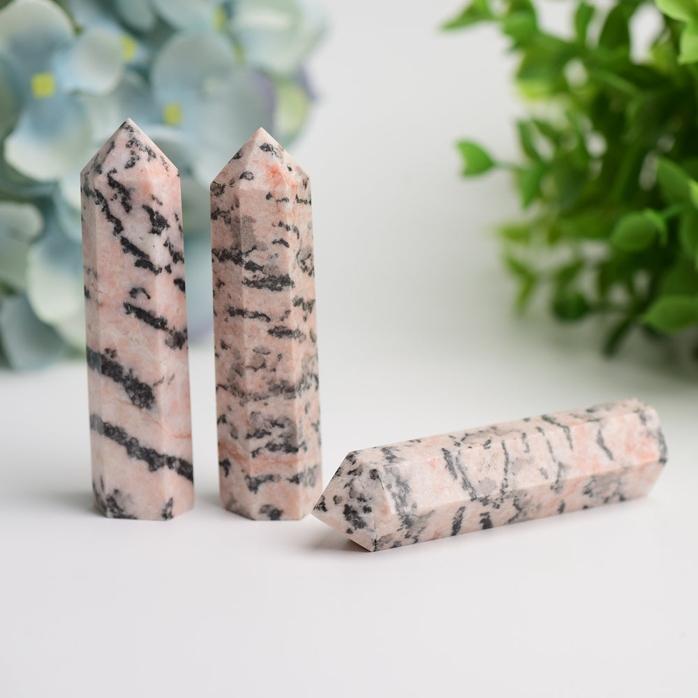 3-inch Pink Zebra Jasper Crystal Point for Healing & Meditation