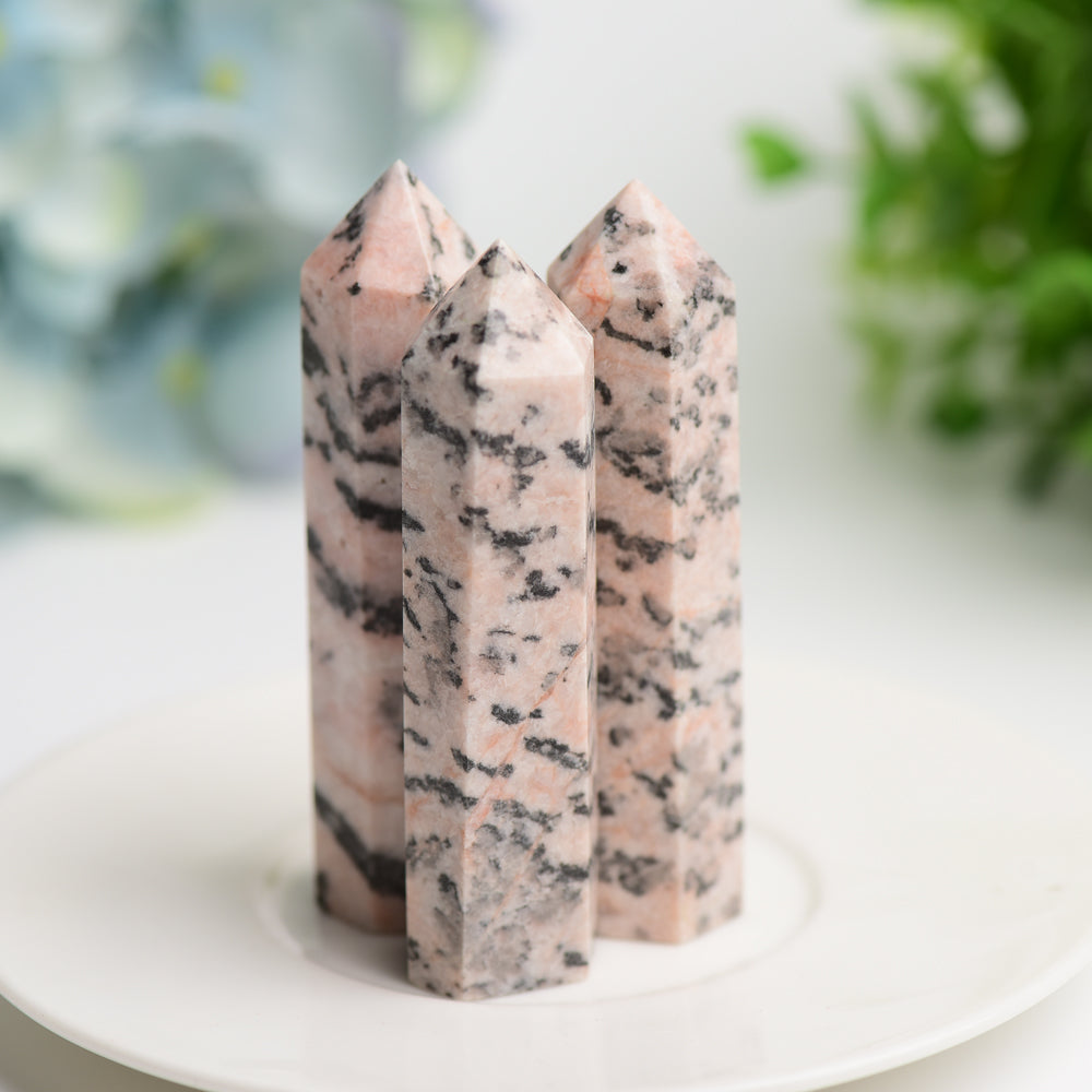 3-inch Pink Zebra Jasper Crystal Point for Healing & Meditation