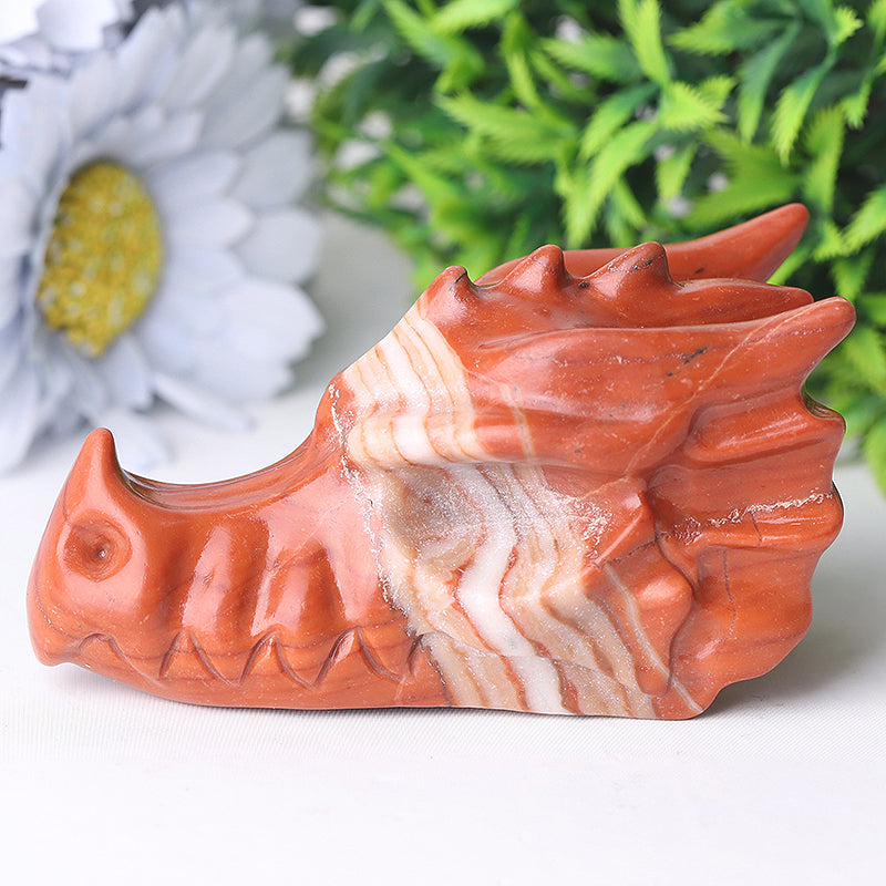 3-Inch Red Jasper Dragon Crystal Carving