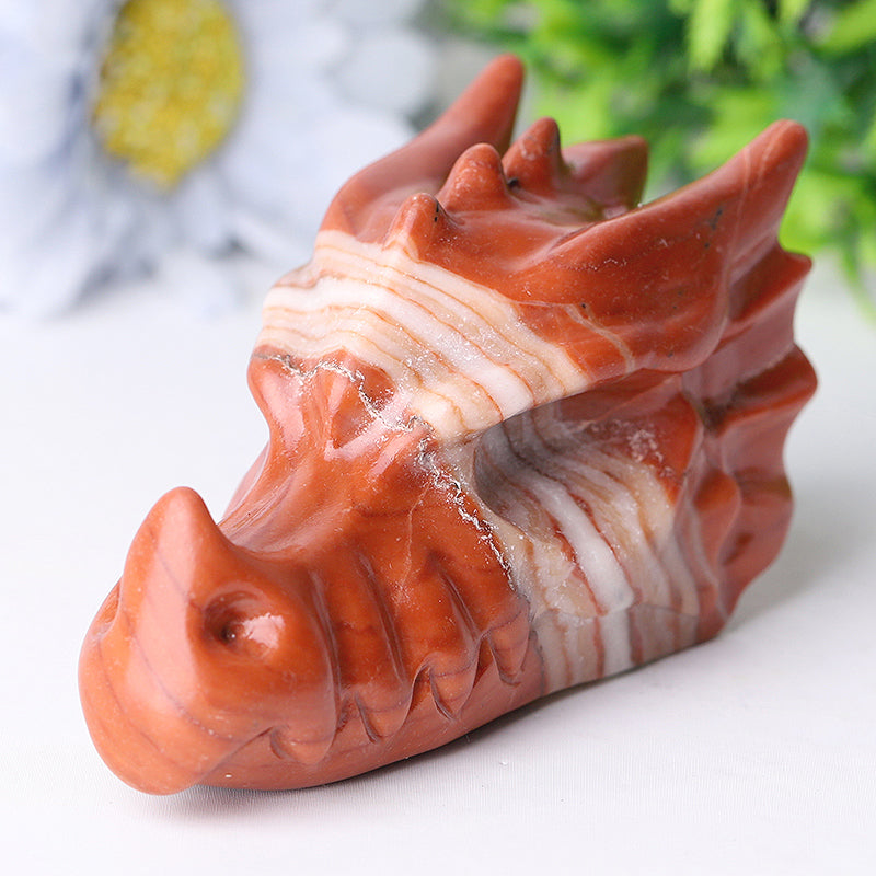 3-Inch Red Jasper Dragon Crystal Carving