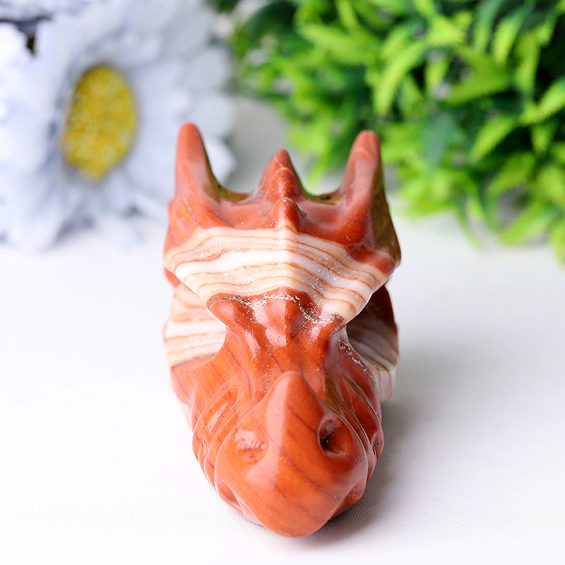 3-Inch Red Jasper Dragon Crystal Carving