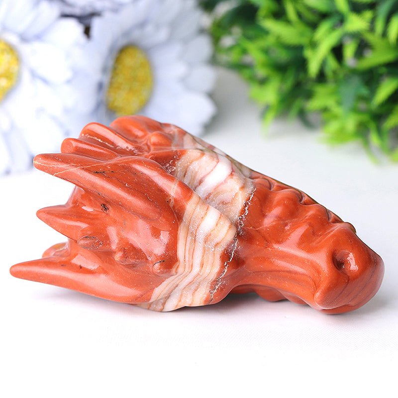 3-Inch Red Jasper Dragon Crystal Carving