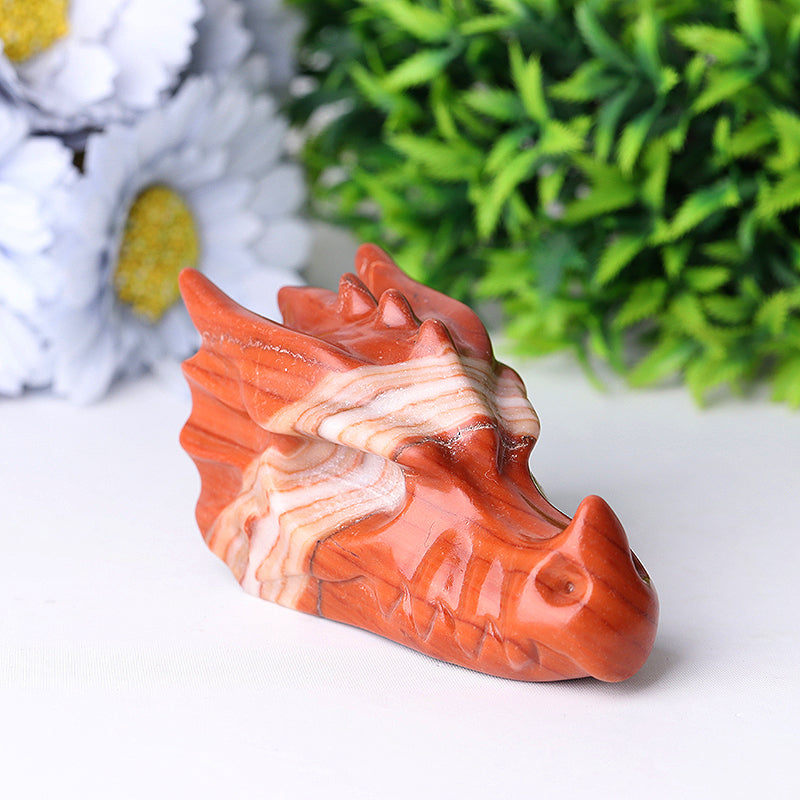 3-Inch Red Jasper Dragon Crystal Carving