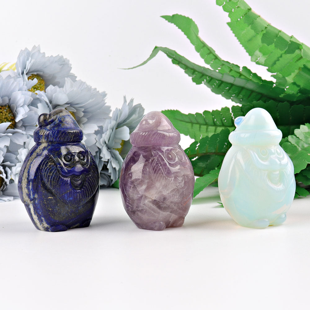 3 inch Santa Claus Crystal Figurine in Lapis and Aventurine