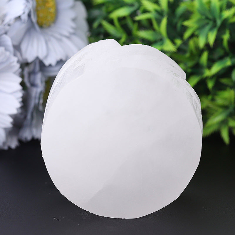 3 Inch Selenite Candle Holder for Meditation & Zen Ambiance