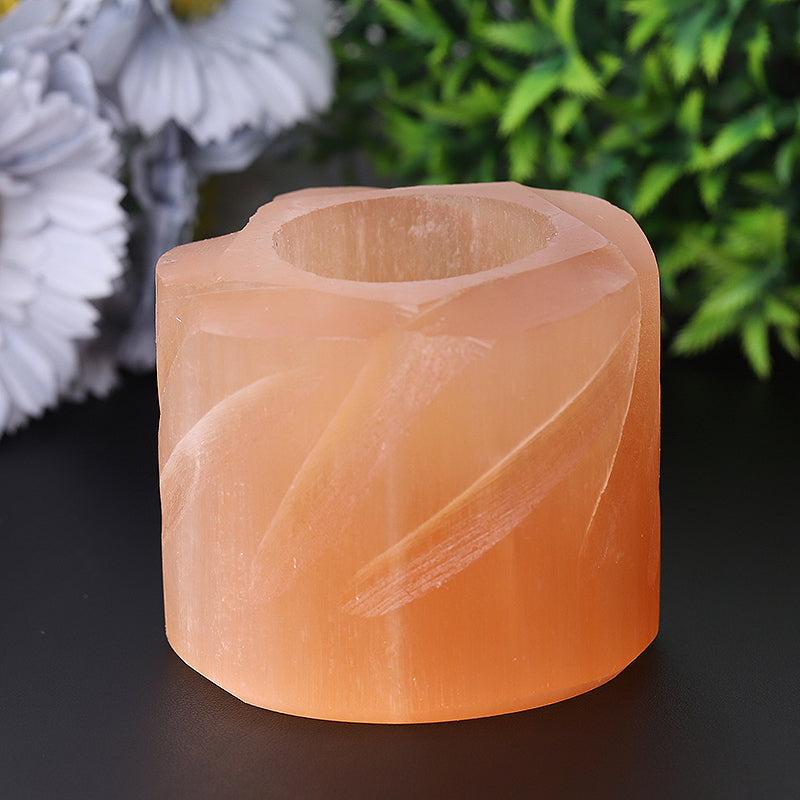 3 Inch Selenite Candle Holder for Meditation & Zen Ambiance