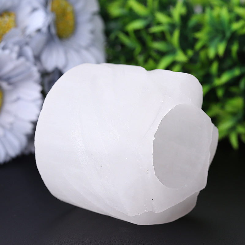 3 Inch Selenite Candle Holder for Meditation & Zen Ambiance