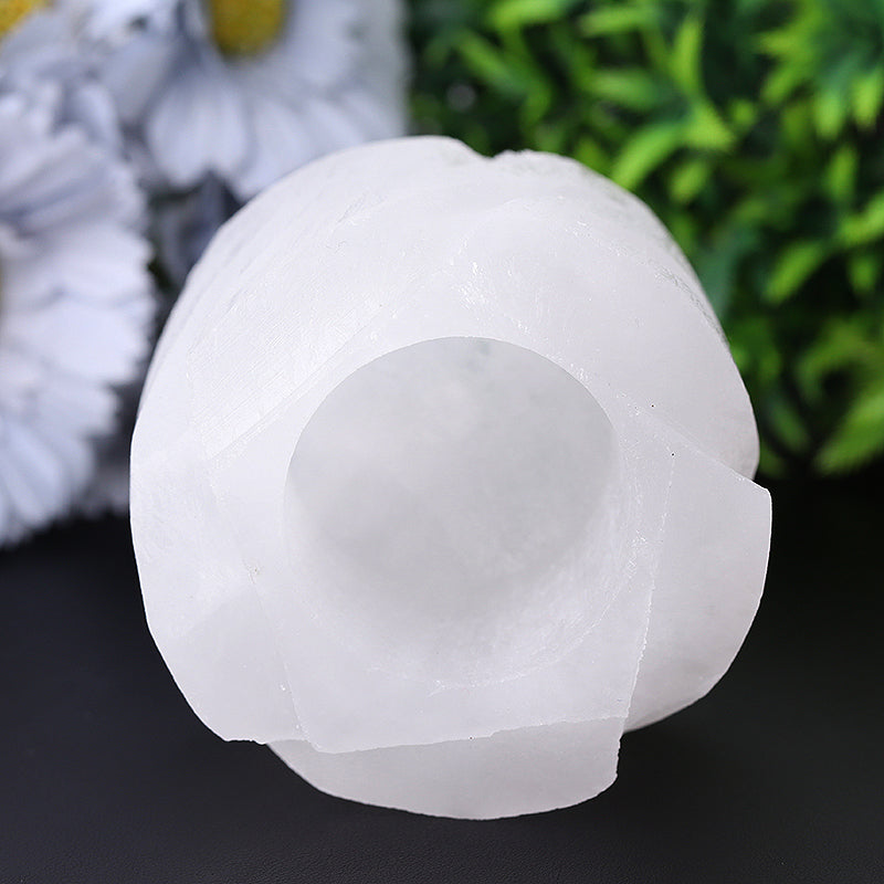 3 Inch Selenite Candle Holder for Meditation & Zen Ambiance