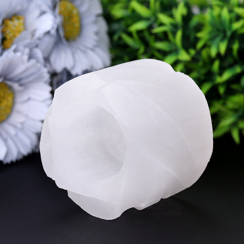 3 Inch Selenite Candle Holder for Meditation & Zen Ambiance