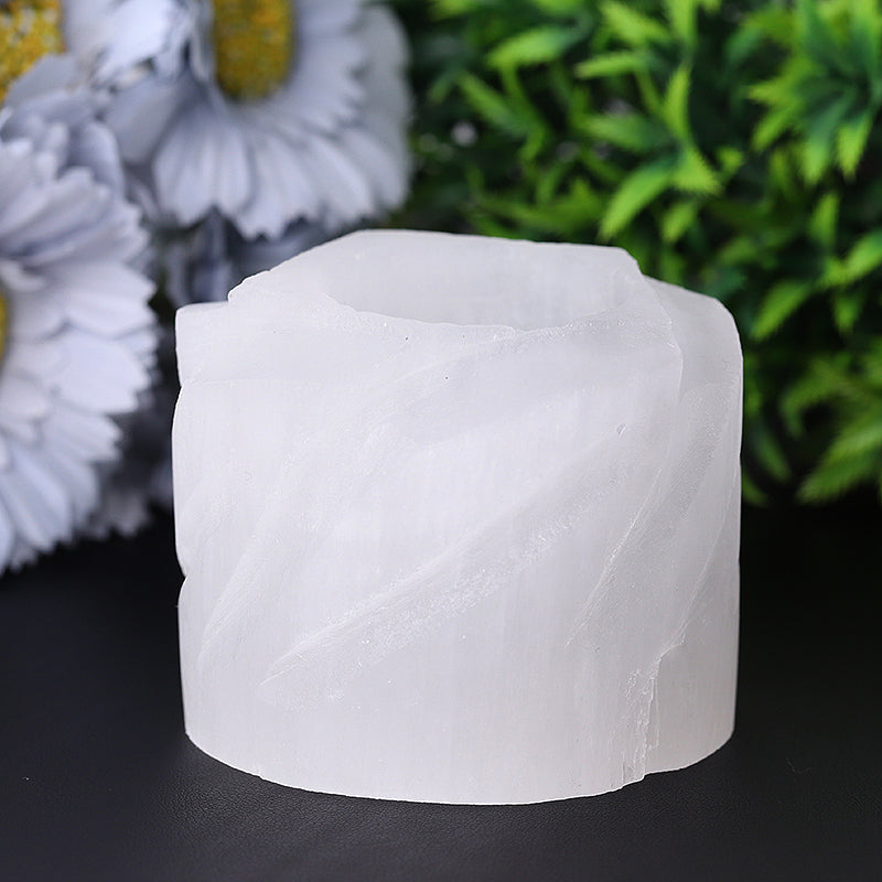 3 Inch Selenite Candle Holder for Meditation & Zen Ambiance