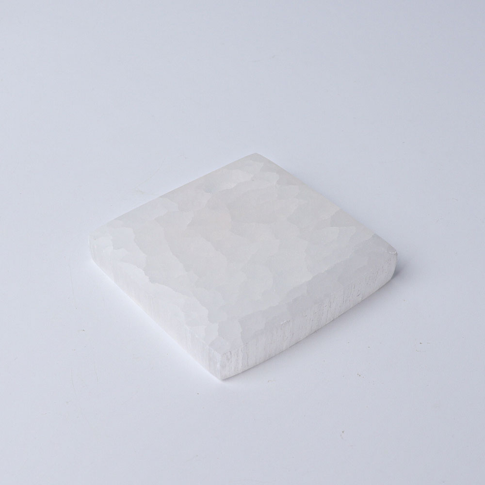 3-Inch Selenite Crystal Square Coaster for Energy Clearing