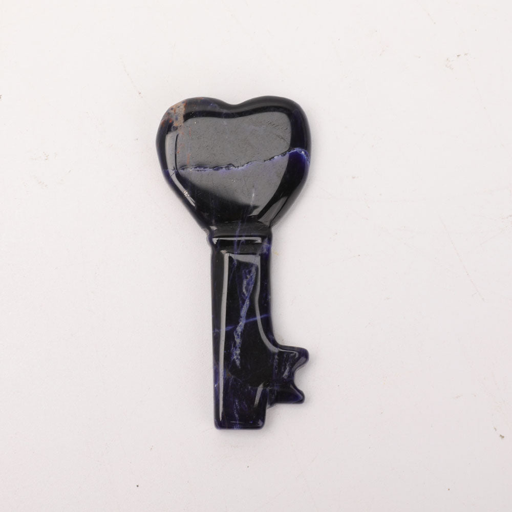 3-Inch Sodalite Heart Key Crystal Figurine