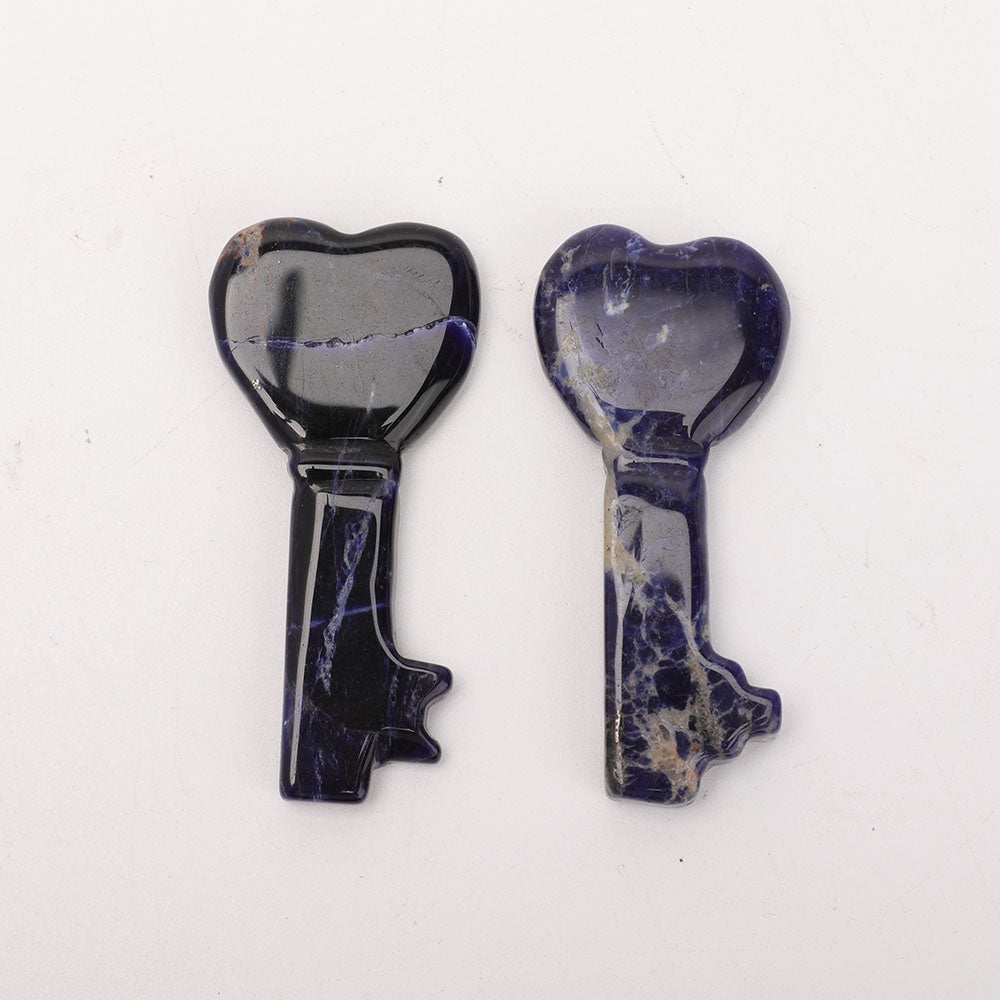 3-Inch Sodalite Heart Key Crystal Figurine