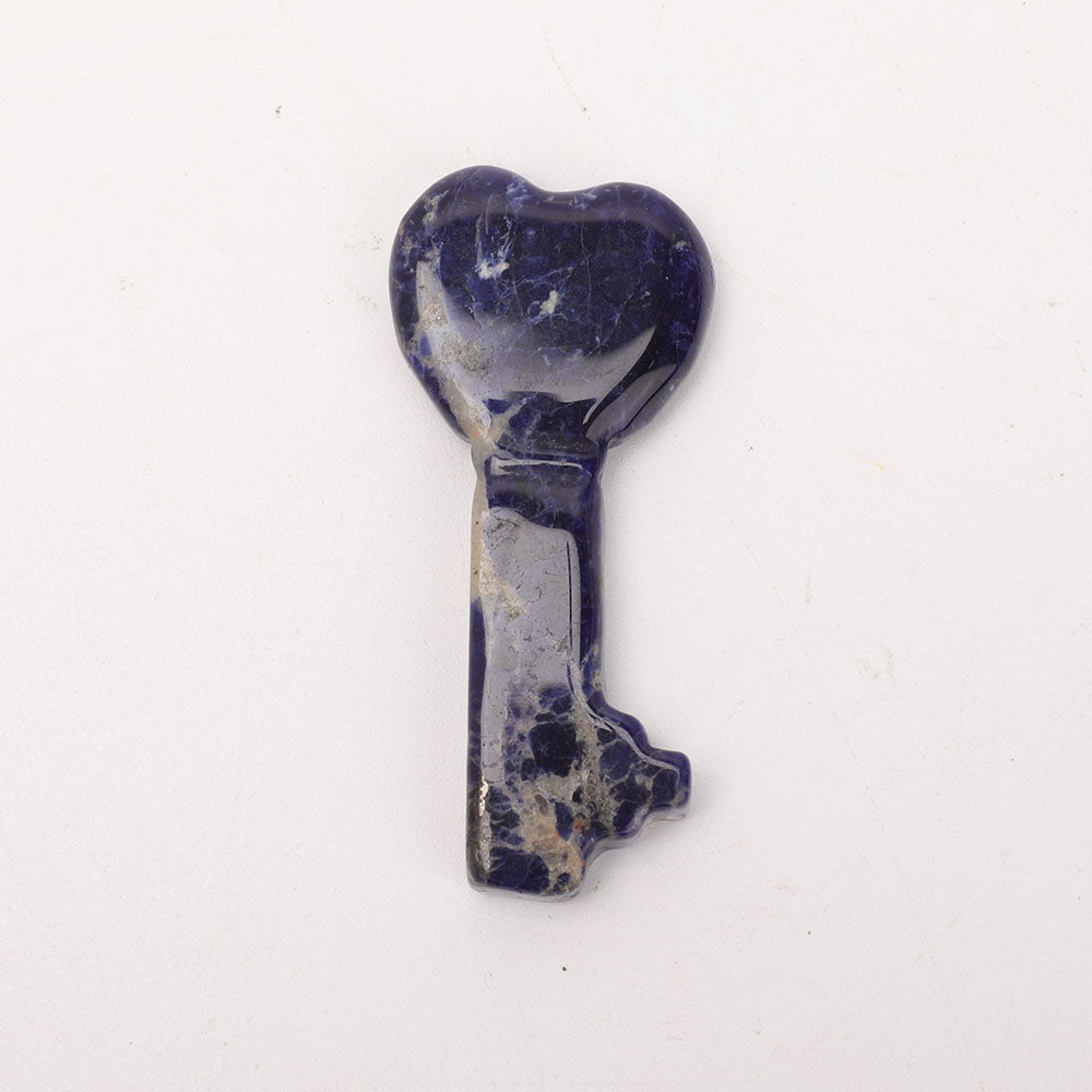 3-Inch Sodalite Heart Key Crystal Figurine