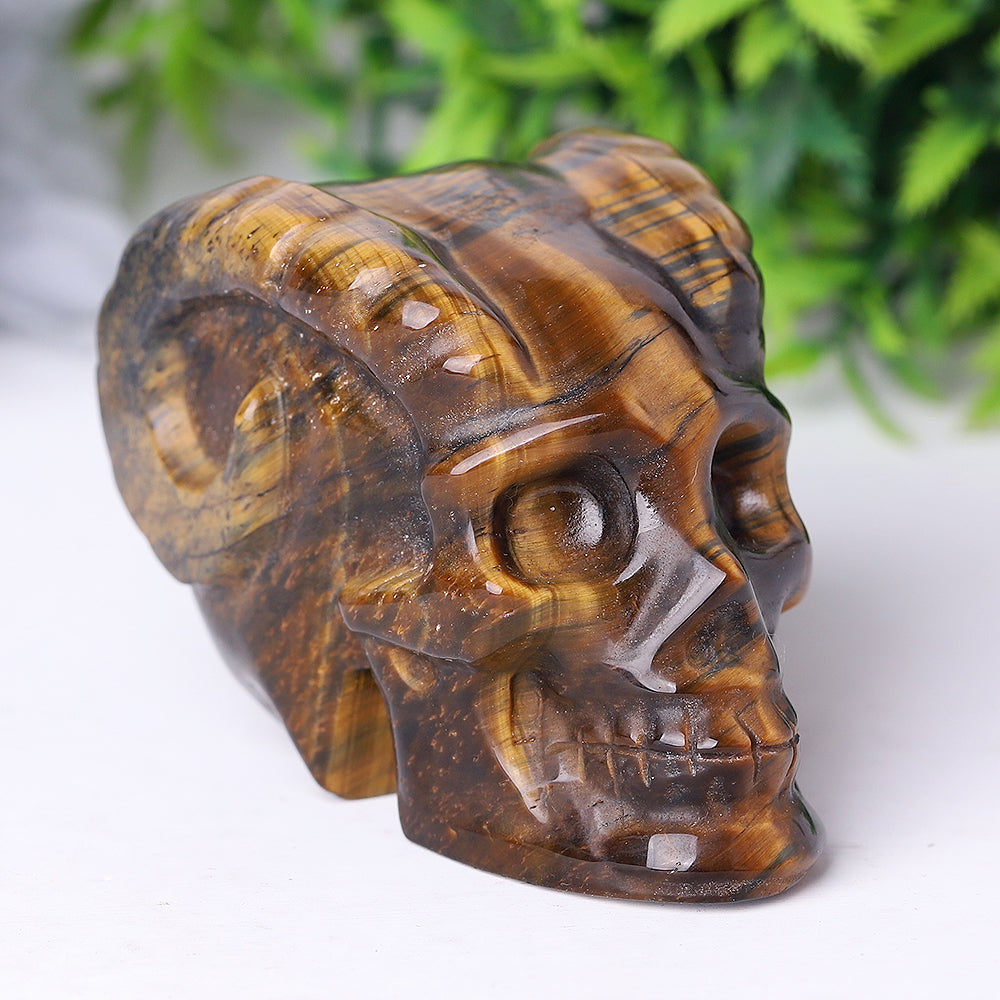 3-inch Tiger Eye Crystal Skull Carving for Spiritual Healing