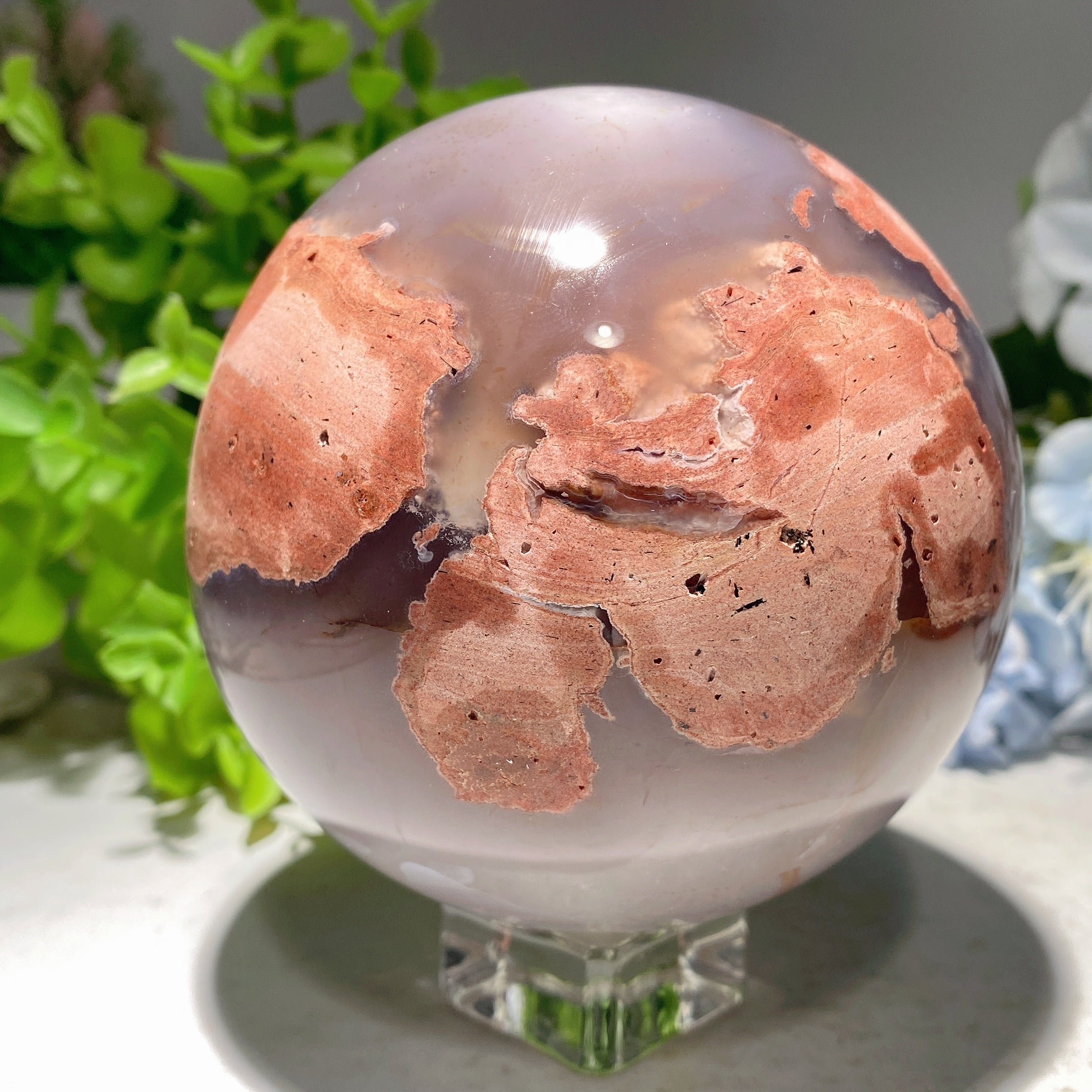 3-Inch Volcanic Agate Crystal Sphere for Healing