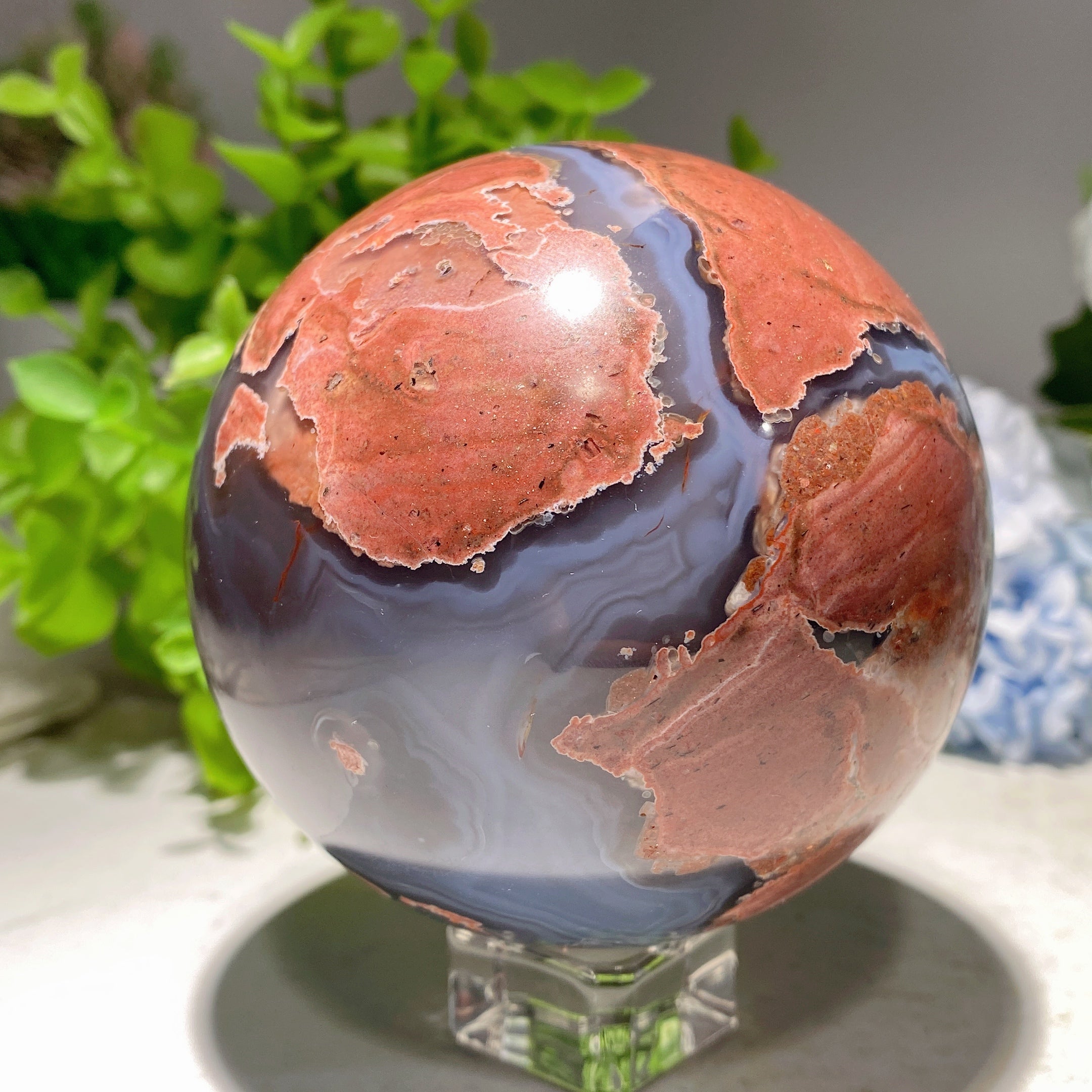 3-Inch Volcanic Agate Crystal Sphere for Healing