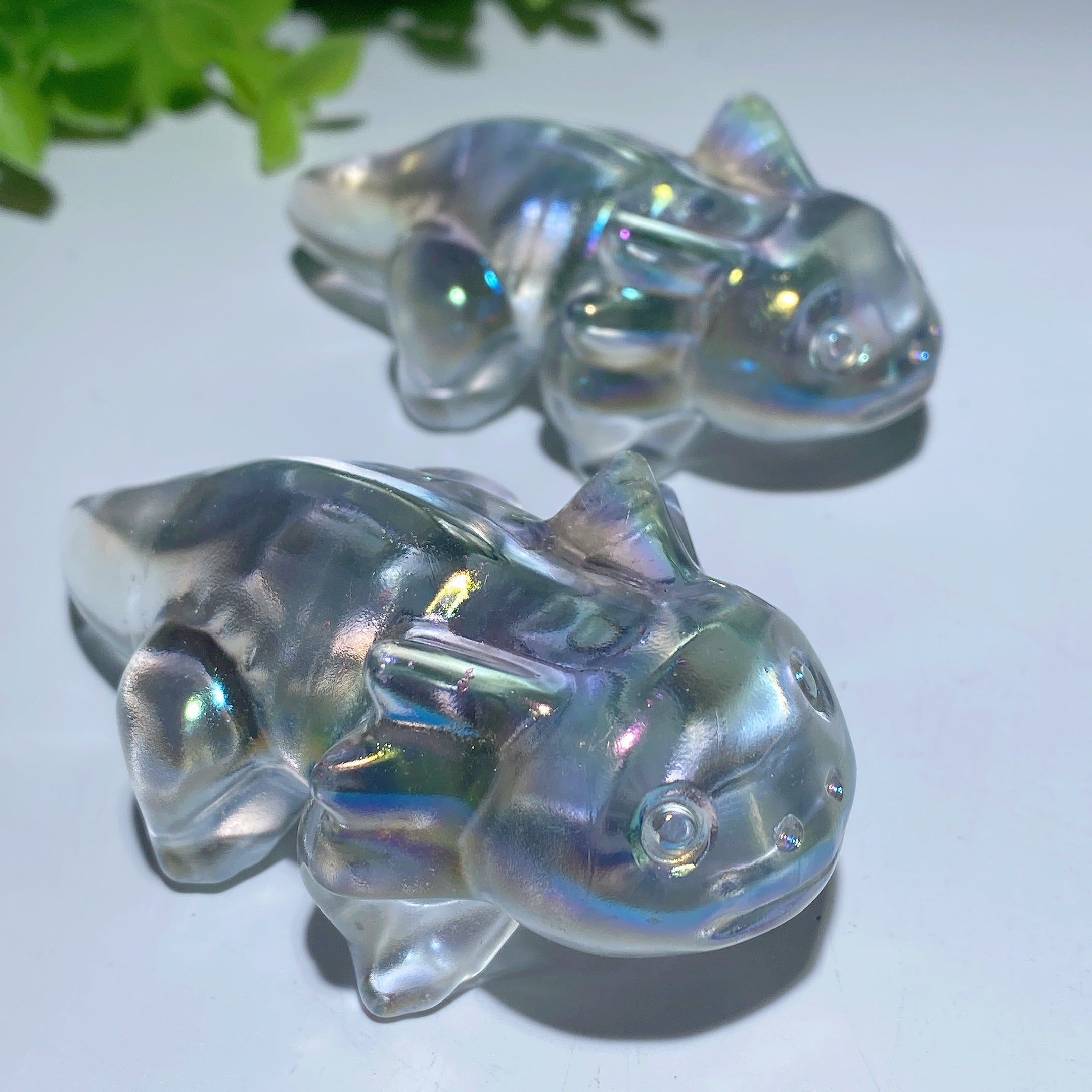 3-Inch White Crystal Salamander Healing Carving