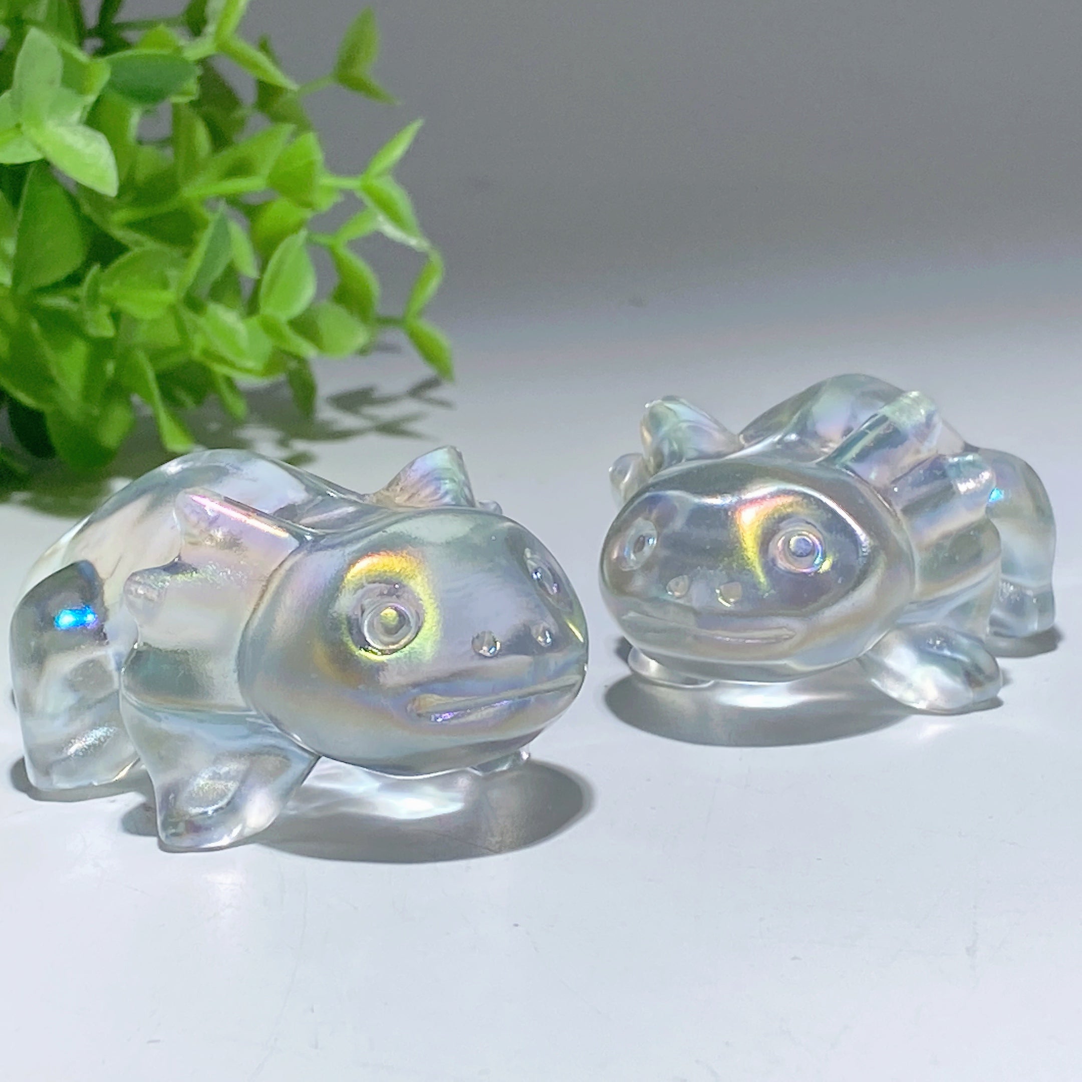 3-Inch White Crystal Salamander Healing Carving