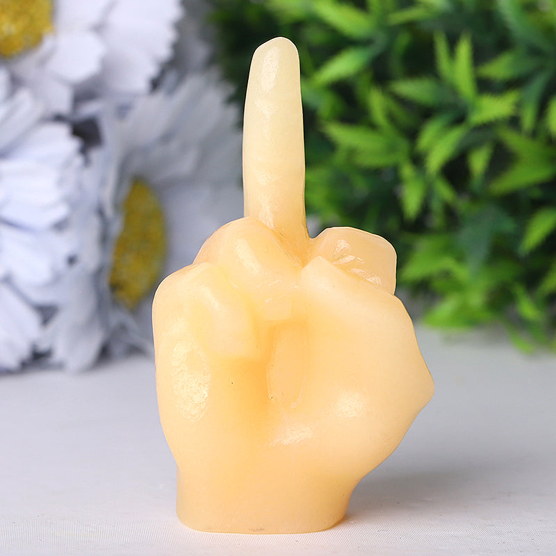 3-inch Yellow Jade Hand Crystal Figurine Carving