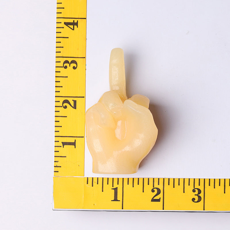 3-inch Yellow Jade Hand Crystal Figurine Carving