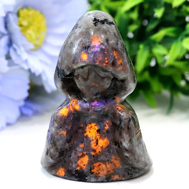 3 Inch Yooperlite Witch Crystal Figurine for Halloween Decor