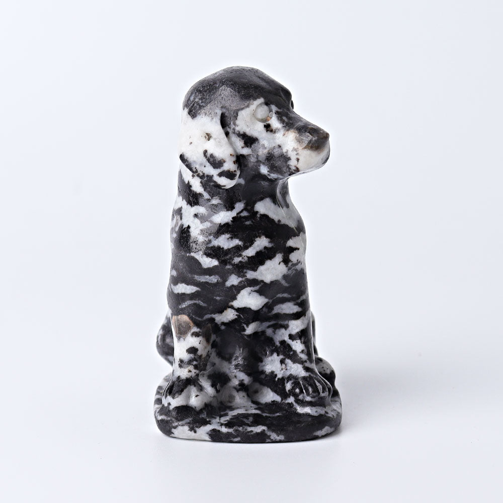 3-Inch Zebra Jasper Crystal Dog Figurine for Healing