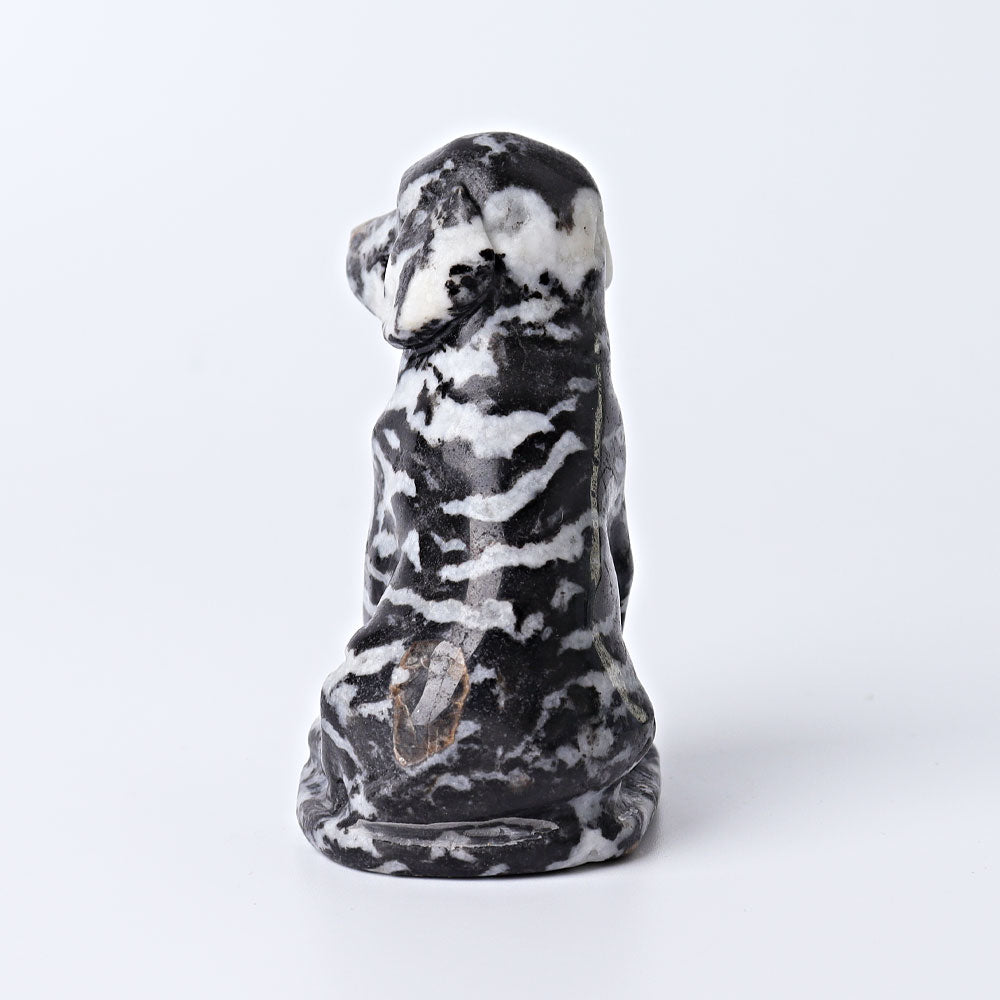 3-Inch Zebra Jasper Crystal Dog Figurine for Healing