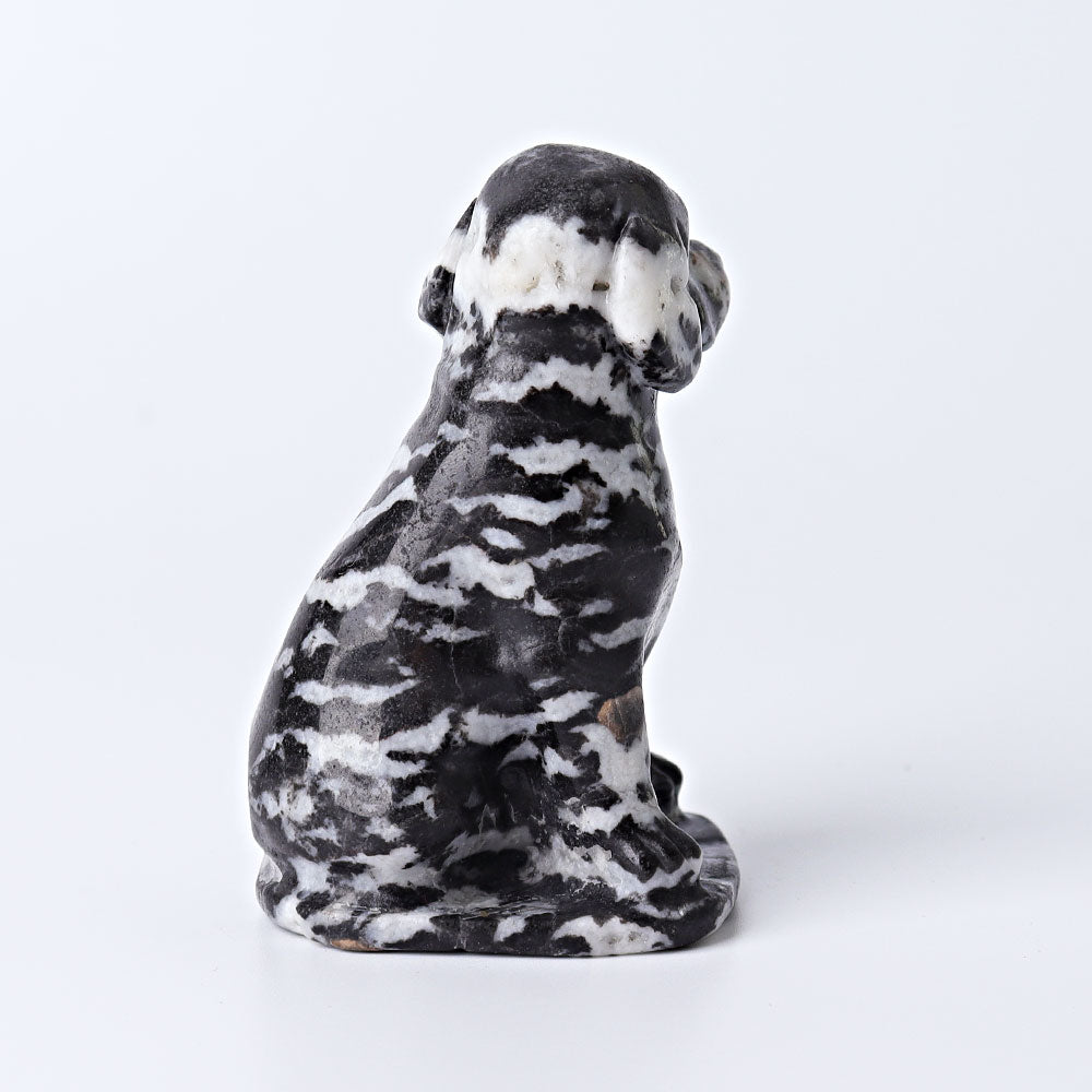 3-Inch Zebra Jasper Crystal Dog Figurine for Healing