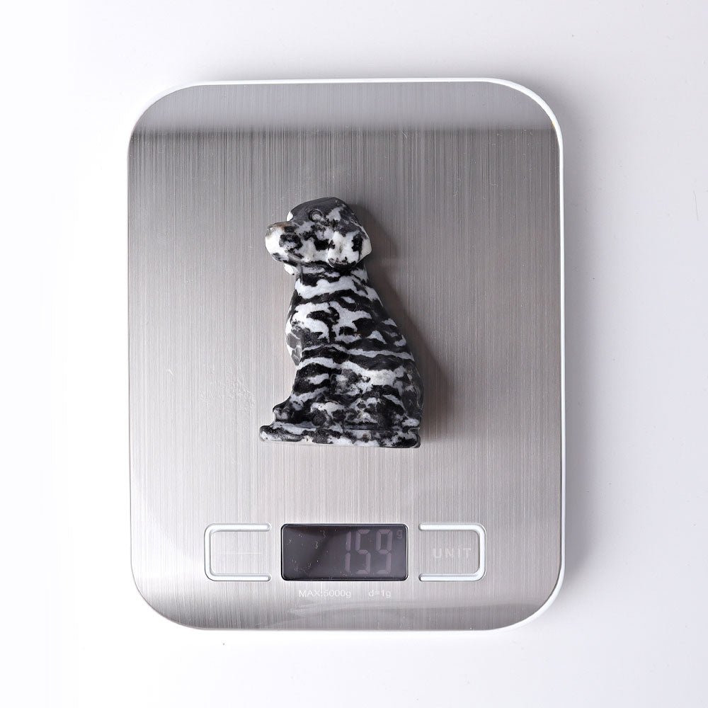 3-Inch Zebra Jasper Crystal Dog Figurine for Healing