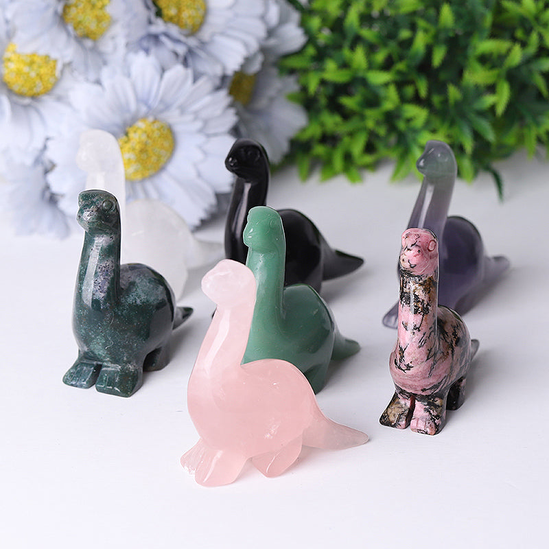 3" Natural Crystal Dinosaur Figurines Carvings for Collection
