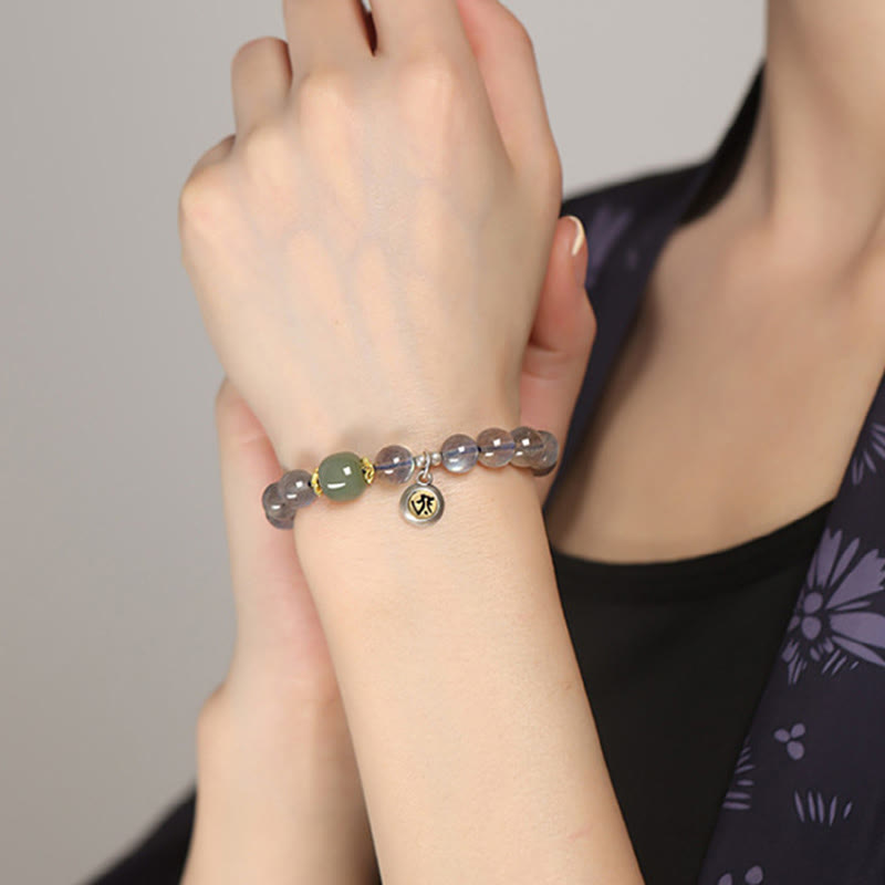 8mm Chinese Zodiac Bracelet with Moonstone and Hetian Jade for Positivity