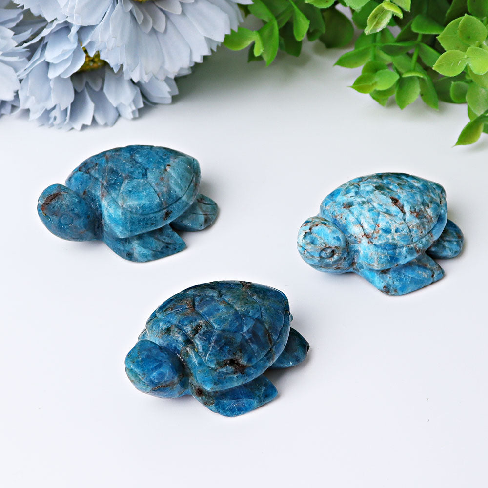 2.3 inch Blue Apatite Sea Turtle Crystal Carving for Prosperity & Protection